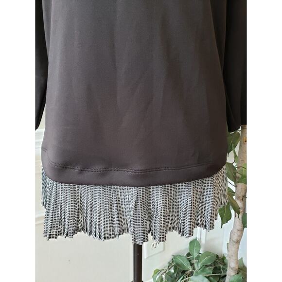 ALFANI Women's Black Solid Polyester Round Neck 3/4 Sleeve Top Blouse Size Large - Picture 3 of 12